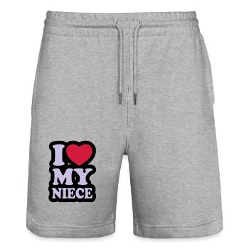 I love my niece - Stanley/Stella Trainer Unisex Organic Jogging Shorts - heather grey - Front - Nik (191cm) & Marisol (170cm)