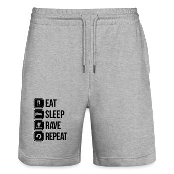 eat sleep rave repeat - Short de jogging bio TRAINER Stanley/Stella unisexe - gris chiné - Devant - Nik (191cm) & Marisol (170cm)