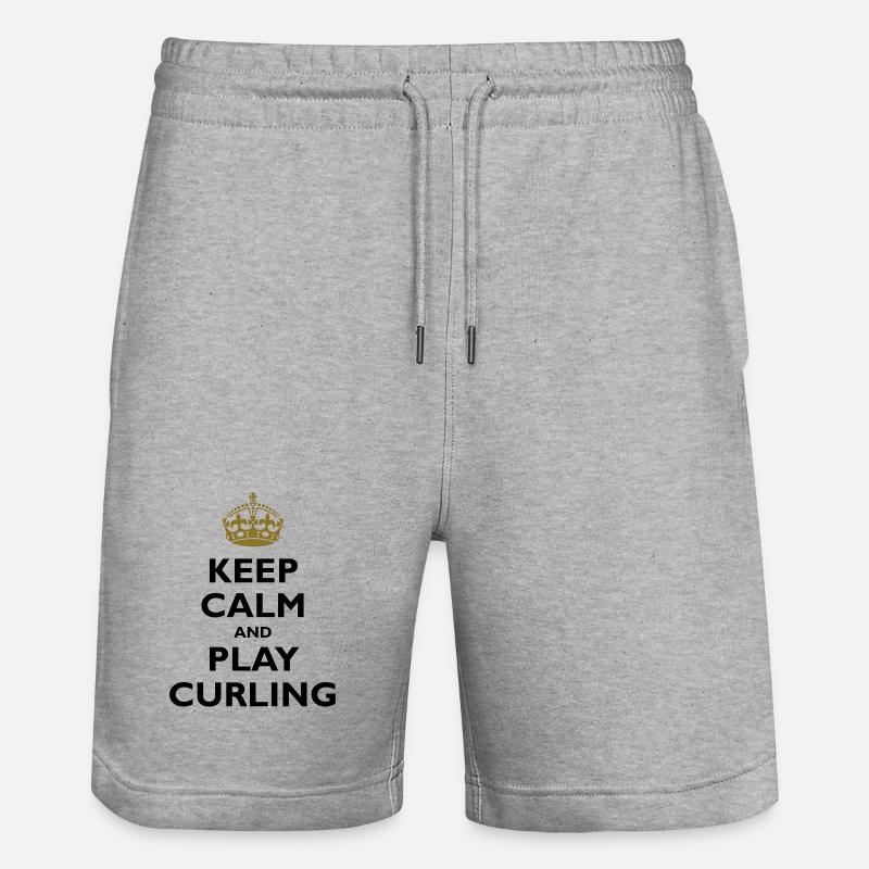 Keep calm and play curling - Stanley/Stella Trainer Unisex Organic Jogging Shorts - heather grey