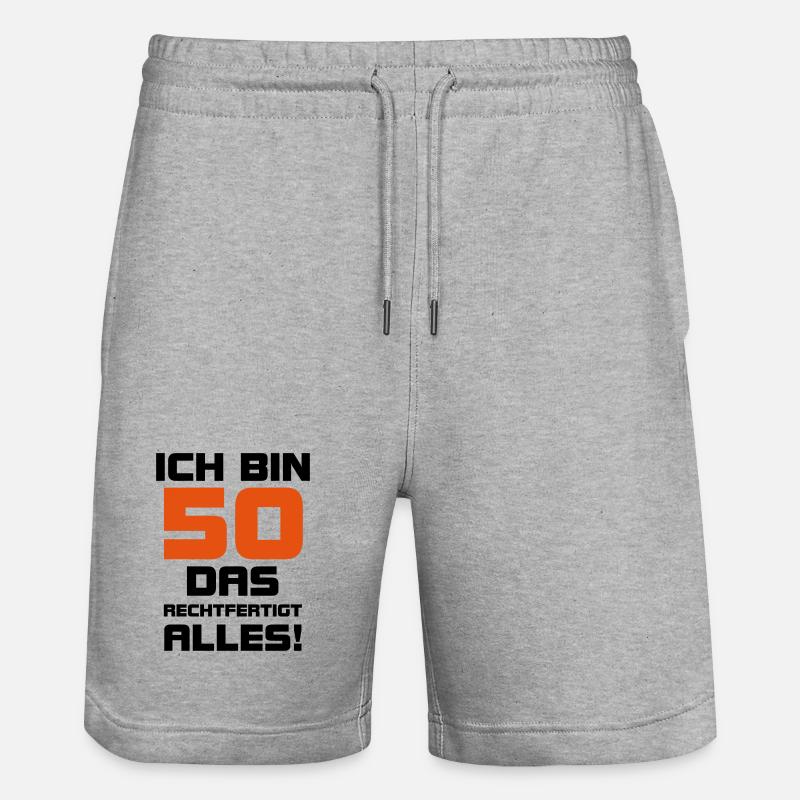 50 Geburtstag Geschenk Geburtstagsgeschenk 50. - Stanley/Stella Unisex Bio Joggingshorts Trainer  - Grau meliert