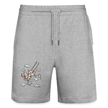Cat on the swing - Stanley/Stella Trainer Unisex Organic Jogging Shorts - heather grey - Front - Nik (191cm) & Marisol (170cm)