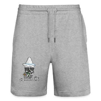 skull and crossbones of Bayer - Stanley/Stella Trainer Unisex Organic Jogging Shorts - heather grey - Front - Nik (191cm) & Marisol (170cm)