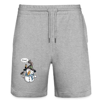 Lustiger Schneemann - Schneemänner - Snow - Stanley/Stella Unisex Bio Joggingshorts Trainer  - Grau meliert - Vorne - Nik (191cm) & Marisol (170cm)
