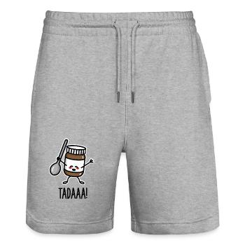 Tadaaa! Happy chocolate spread with spoon - Short de jogging bio TRAINER Stanley/Stella unisexe - gris chiné - Devant - Nik (191cm) & Marisol (170cm)