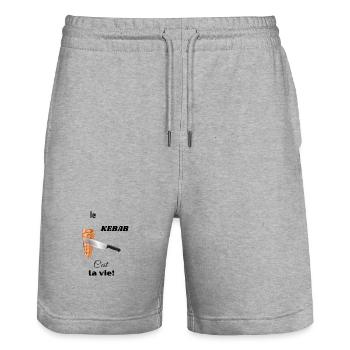 Kebab Fan T-shirt - Short de jogging bio TRAINER Stanley/Stella unisexe - gris chiné - Devant - Nik (191cm) & Marisol (170cm)