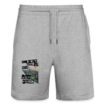 new York - Stanley/Stella Trainer Unisex Organic Jogging Shorts - heather grey - Front - Nik (191cm) & Marisol (170cm)