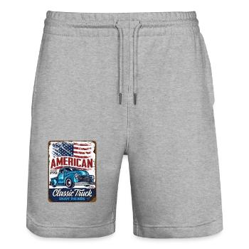 American Classic Truck Vintage - Stanley/Stella Trainer Unisex Organic Jogging Shorts - heather grey - Front - Nik (191cm) & Marisol (170cm)