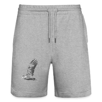 HGWild - White-tailed Eagle - Stanley/Stella Trainer Unisex Organic Jogging Shorts - heather grey - Front - Nik (191cm) & Marisol (170cm)