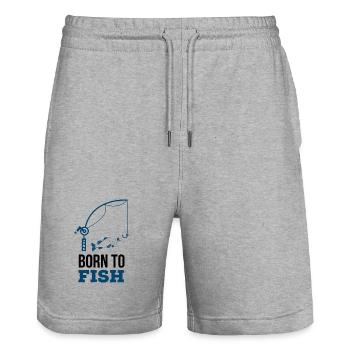 Born to fish - Stanley/Stella Trainer Unisex Organic Jogging Shorts - heather grey - Front - Nik (191cm) & Marisol (170cm)