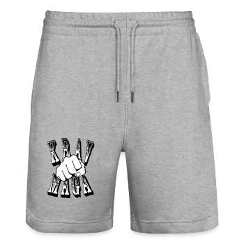 Krav Maga punch - Stanley/Stella Trainer Unisex Organic Jogging Shorts - heather grey - Front - Nik (191cm) & Marisol (170cm)