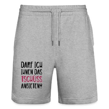 Darf ich ihnen das Tschüss anbieten - Stanley/Stella Unisex Bio Joggingshorts Trainer  - Grau meliert - Vorne - Nik (191cm) & Marisol (170cm)
