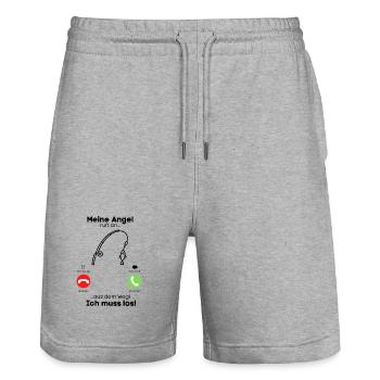 Meine Angel ruft an... - Stanley/Stella Unisex Bio Joggingshorts Trainer  - Grau meliert - Vorne - Nik (191cm) & Marisol (170cm)