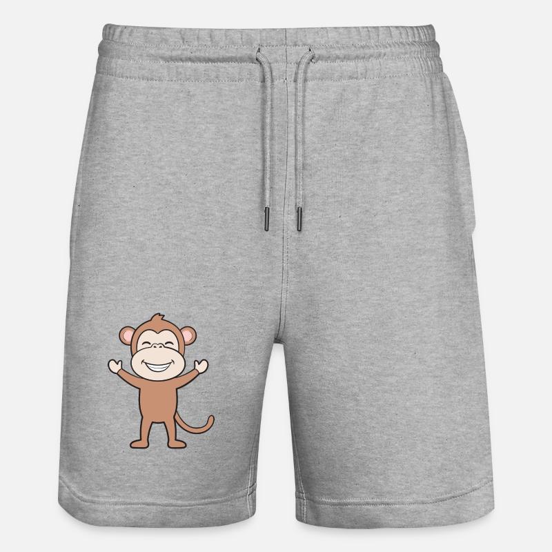 Affe Affen - Stanley/Stella Unisex Bio Joggingshorts Trainer  - Grau meliert