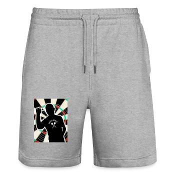 Darts Sport Dart meine Leidenschaft - Stanley/Stella Unisex Bio Joggingshorts Trainer  - Grau meliert - Vorne - Nik (191cm) & Marisol (170cm)