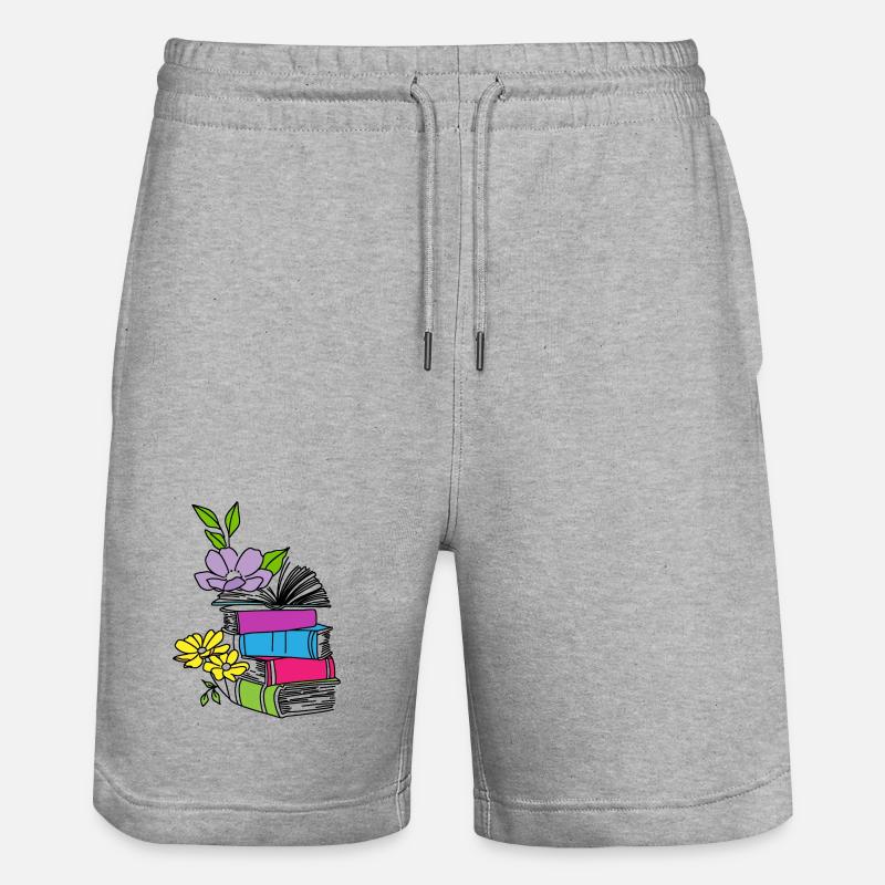 Livres avec des fleurs - Short de jogging bio TRAINER Stanley/Stella unisexe - gris chiné