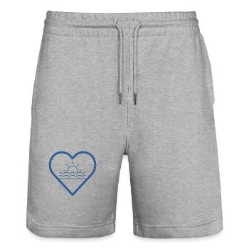 Sea in the heart - Stanley/Stella Trainer Unisex Organic Jogging Shorts - heather grey - Front - Nik (191cm) & Marisol (170cm)