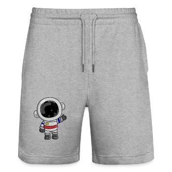 Astronaut Cosmos Spaceman Space - Stanley/Stella Trainer Unisex Organic Jogging Shorts - heather grey - Front - Nik (191cm) & Marisol (170cm)