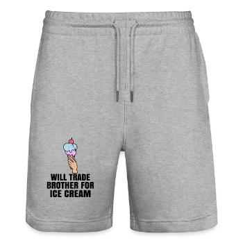 Lustig Statement Nachspeise Süßigkeiten Eis Lecker - Stanley/Stella Unisex Bio Joggingshorts Trainer  - Grau meliert - Vorne - Nik (191cm) & Marisol (170cm)