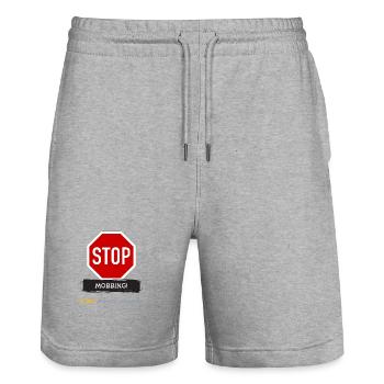 ! STOP MOBBING ! - Stanley/Stella Unisex Bio Joggingshorts Trainer  - Grau meliert - Vorne - Nik (191cm) & Marisol (170cm)