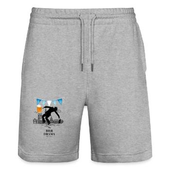 Drame de la bière ART - Short de jogging bio TRAINER Stanley/Stella unisexe - gris chiné - Devant - Nik (191cm) & Marisol (170cm)