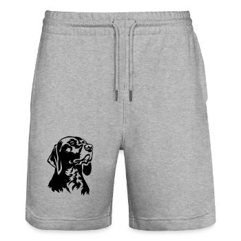 Deutsch Kurzhaar Kopf - Stanley/Stella Unisex Bio Joggingshorts Trainer  - Grau meliert - Vorne - Nik (191cm) & Marisol (170cm)
