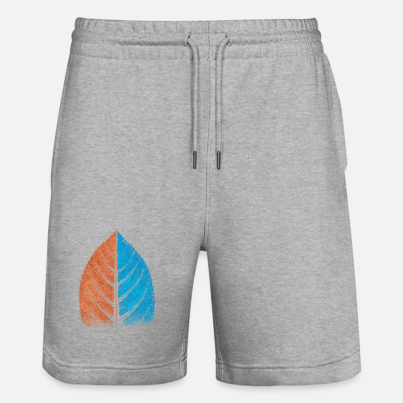 Leaf - Blue / Red - Beech Leaf - Stanley/Stella Trainer Unisex Organic Jogging Shorts - heather grey