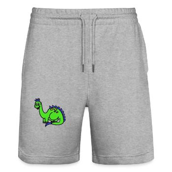 Bruno der Brontosaurier - Stanley/Stella Unisex Bio Joggingshorts Trainer  - Grau meliert - Vorne - Nik (191cm) & Marisol (170cm)