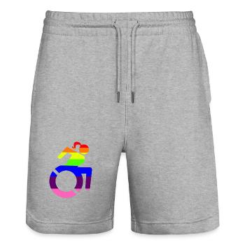 Rollstuhlmädchen LGBTQ-Symbol # - Stanley/Stella Unisex Bio Joggingshorts Trainer  - Grau meliert - Vorne - Nik (191cm) & Marisol (170cm)