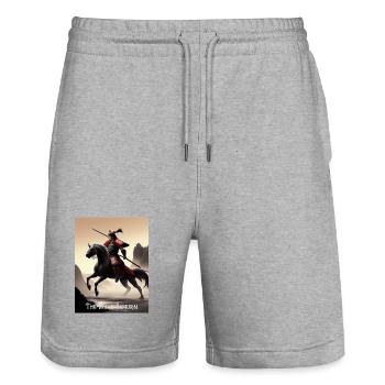 The brave samurai The brave samurai on horse - Stanley/Stella Trainer Unisex Organic Jogging Shorts - heather grey - Front - Nik (191cm) & Marisol (170cm)