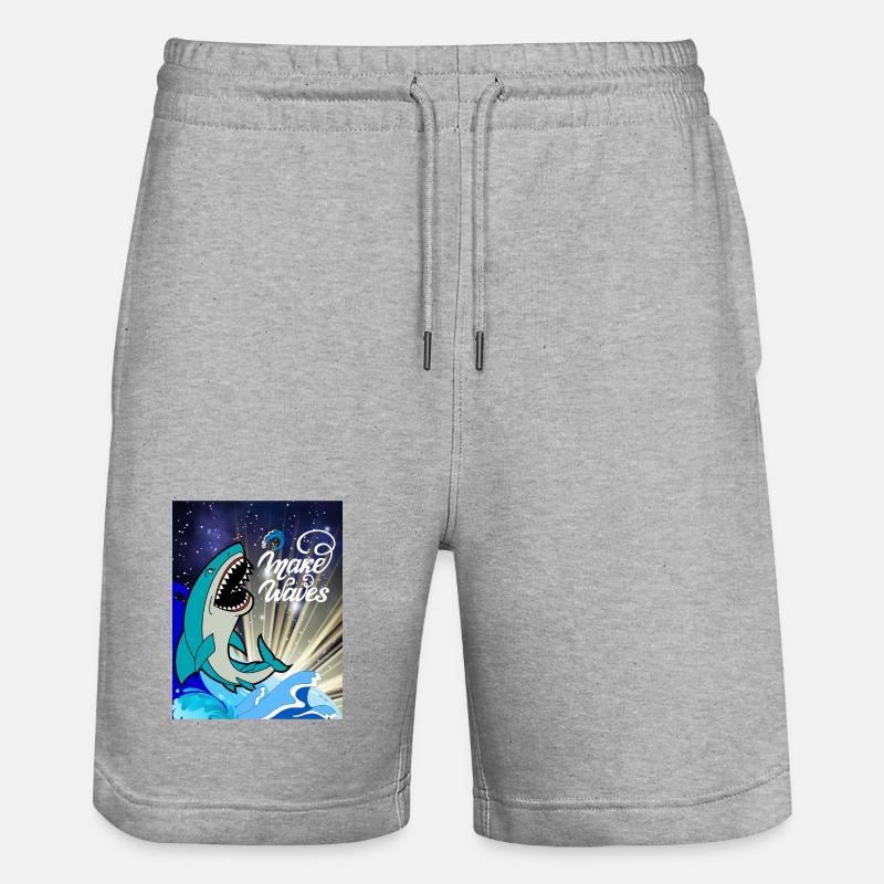 Hai Shark mit Spruch Make Waves - Stanley/Stella Unisex Bio Joggingshorts Trainer  - Grau meliert