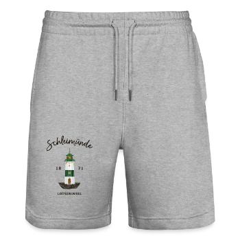 Kappeln, Leuchtturm Schleimünde, Schlei / Ostsee - Stanley/Stella Unisex Bio Joggingshorts Trainer  - Grau meliert - Vorne - Nik (191cm) & Marisol (170cm)