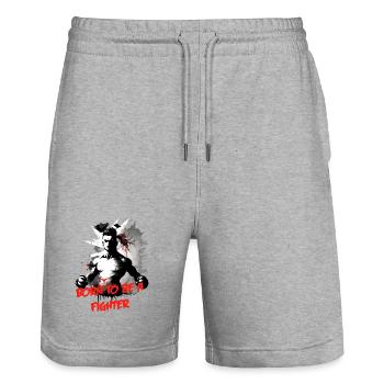 Kämpfer né pour être un combattant - Short de jogging bio TRAINER Stanley/Stella unisexe - gris chiné - Devant - Nik (191cm) & Marisol (170cm)
