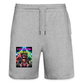 Gamer Ready for Gaming Neonfarben - Stanley/Stella Unisex Bio Joggingshorts Trainer  - Grau meliert - Vorne - Nik (191cm) & Marisol (170cm)