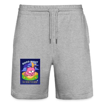 Cat Cat GOOD NIGHT Totally Relaxed Sleep Shirt - Stanley/Stella Trainer Unisex Organic Jogging Shorts - heather grey - Front - Nik (191cm) & Marisol (170cm)