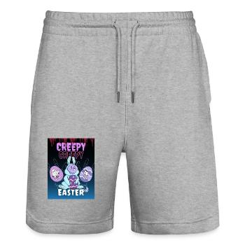 FUN Shirt Easter Happy Easter Easter Egg Humor Satire - Stanley/Stella Trainer Unisex Organic Jogging Shorts - heather grey - Front - Nik (191cm) & Marisol (170cm)