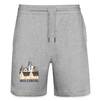Wolfsburg, Castle - Stanley/Stella Trainer Unisex Organic Jogging Shorts - heather grey - Front - Nik (191cm) & Marisol (170cm)