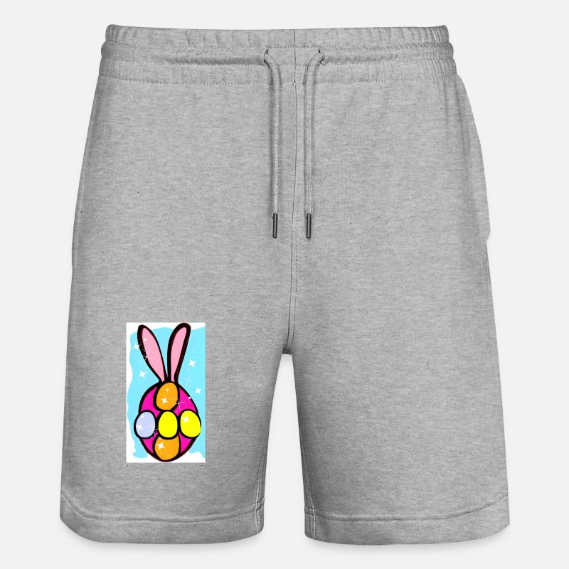 Bunte Osterhasen-Eier Illustration - Stanley/Stella Unisex Bio Joggingshorts Trainer  - Grau meliert