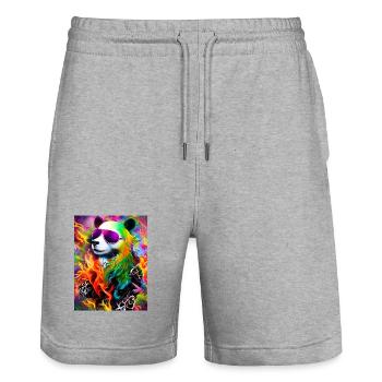 Regenbogen Panda Sonnenbrille - Stanley/Stella Unisex Bio Joggingshorts Trainer  - Grau meliert - Vorne - Nik (191cm) & Marisol (170cm)