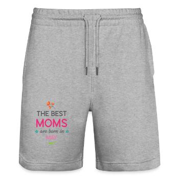 Die besten Mütter werden im Mai geboren - Stanley/Stella Unisex Bio Joggingshorts Trainer  - Grau meliert - Vorne - Nik (191cm) & Marisol (170cm)