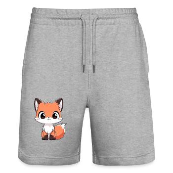 Fuchs Waldtiere Liebe Comic Natur Tier Kind Baby - Stanley/Stella Unisex Bio Joggingshorts Trainer  - Grau meliert - Vorne - Nik (191cm) & Marisol (170cm)
