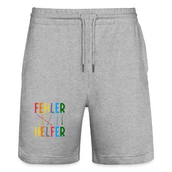 Fehler sind bunte Helfer Schriftzug mehrfarbig - Stanley/Stella Unisex Bio Joggingshorts Trainer  - Grau meliert - Vorne - Nik (191cm) & Marisol (170cm)