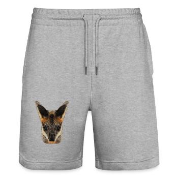 australische tierdesigns, wallaby - Stanley/Stella Unisex Bio Joggingshorts Trainer  - Grau meliert - Vorne - Nik (191cm) & Marisol (170cm)