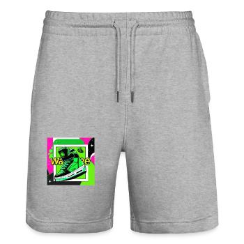 Neon Sneaker Pop Art - Stanley/Stella Unisex Bio Joggingshorts Trainer  - Grau meliert - Vorne - Nik (191cm) & Marisol (170cm)