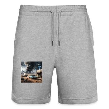 UFO über Wüstenstaub - Stanley/Stella Unisex Bio Joggingshorts Trainer  - Grau meliert - Vorne - Nik (191cm) & Marisol (170cm)