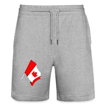 Flag of Canada - Stanley/Stella Trainer Unisex Organic Jogging Shorts - heather grey - Front - Nik (191cm) & Marisol (170cm)