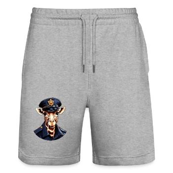 Giraffe Policeman - Stanley/Stella Trainer Unisex Organic Jogging Shorts - heather grey - Front - Nik (191cm) & Marisol (170cm)