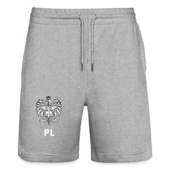 T-Shirt des Adlers des Polnischen PL Patriotisches Symbol - Stanley/Stella Unisex Bio Joggingshorts Trainer  - Grau meliert - Vorne - Nik (191cm) & Marisol (170cm)