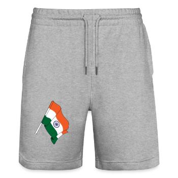 Drapeau de l’Inde - Short de jogging bio TRAINER Stanley/Stella unisexe - gris chiné - Devant - Nik (191cm) & Marisol (170cm)