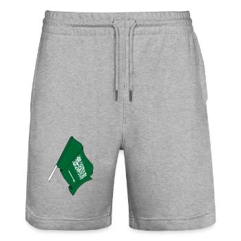 Drapeau Arabie Saoudite - Short de jogging bio TRAINER Stanley/Stella unisexe - gris chiné - Devant - Nik (191cm) & Marisol (170cm)