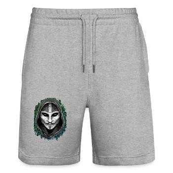 Anonymous Hacker - Stanley/Stella Unisex Bio Joggingshorts Trainer  - Grau meliert - Vorne - Nik (191cm) & Marisol (170cm)